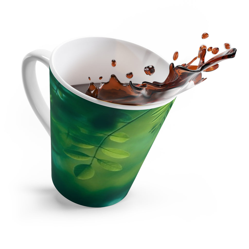 Green Leaves Latte Mug — Serene Botanical Coffee Cup