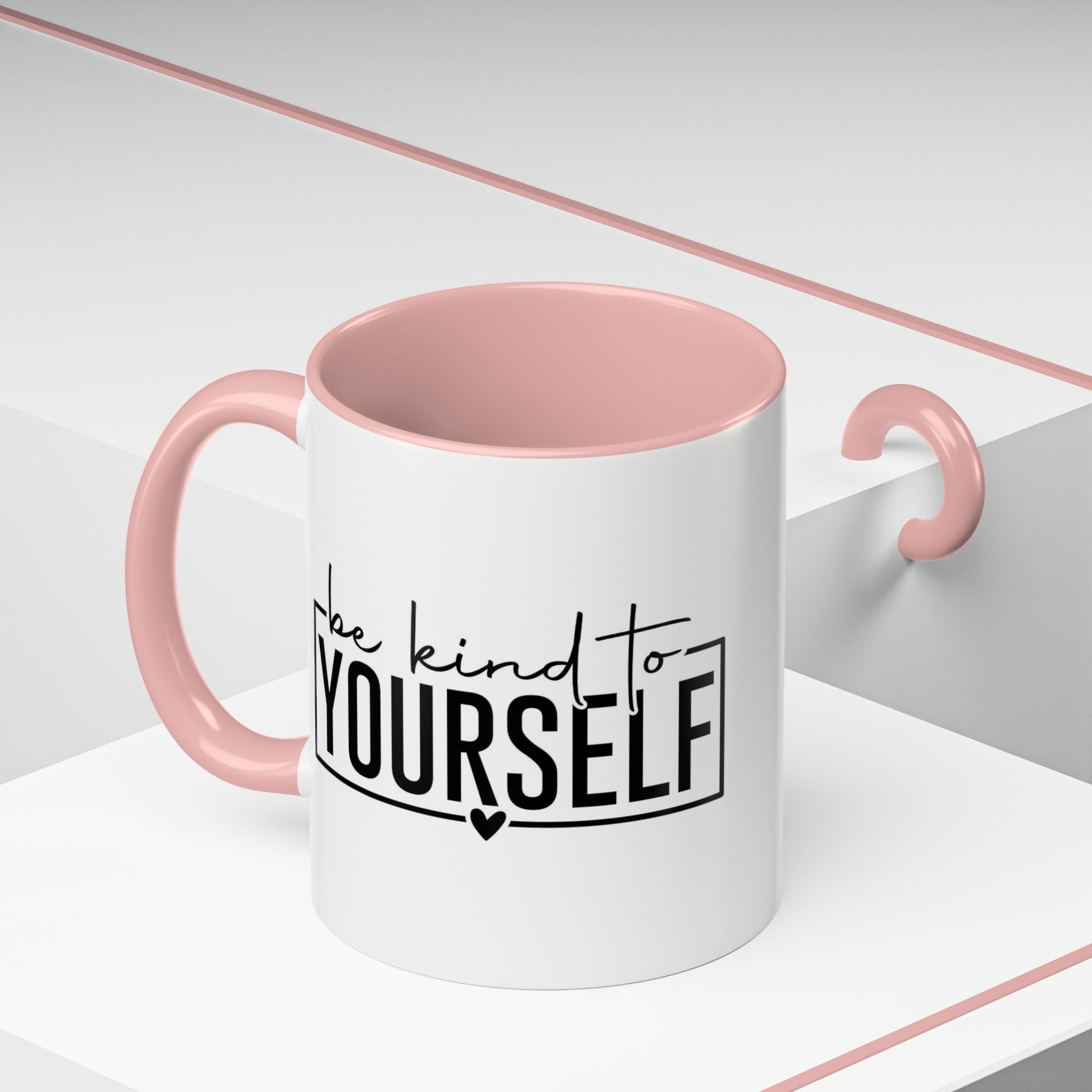 Be Kind To Yourself Accent Coffee Mug — Motivational Self-Care Tea Cup (11/15 oz)