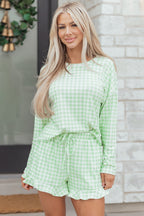 Mint Plaid 2pcs Lounge Set