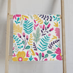 Floral Spring Bouquet Hand Towel — Bright Pink & Teal Kitchen Towel