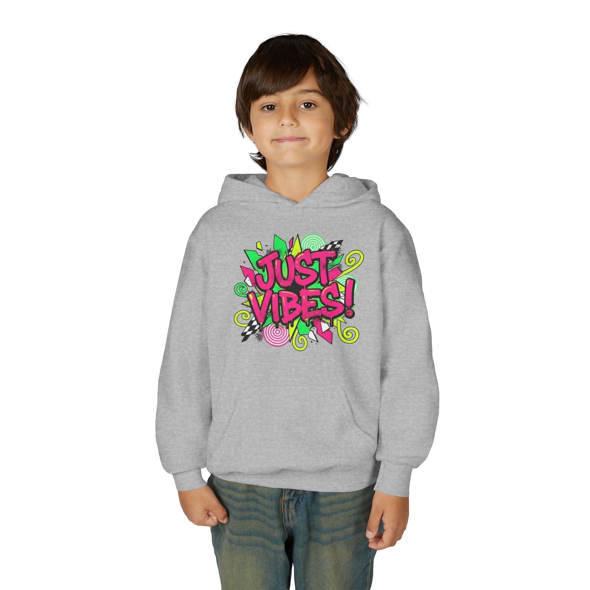 Youth Hoodie - "Just Vibes" Neon Graffiti Pullover
