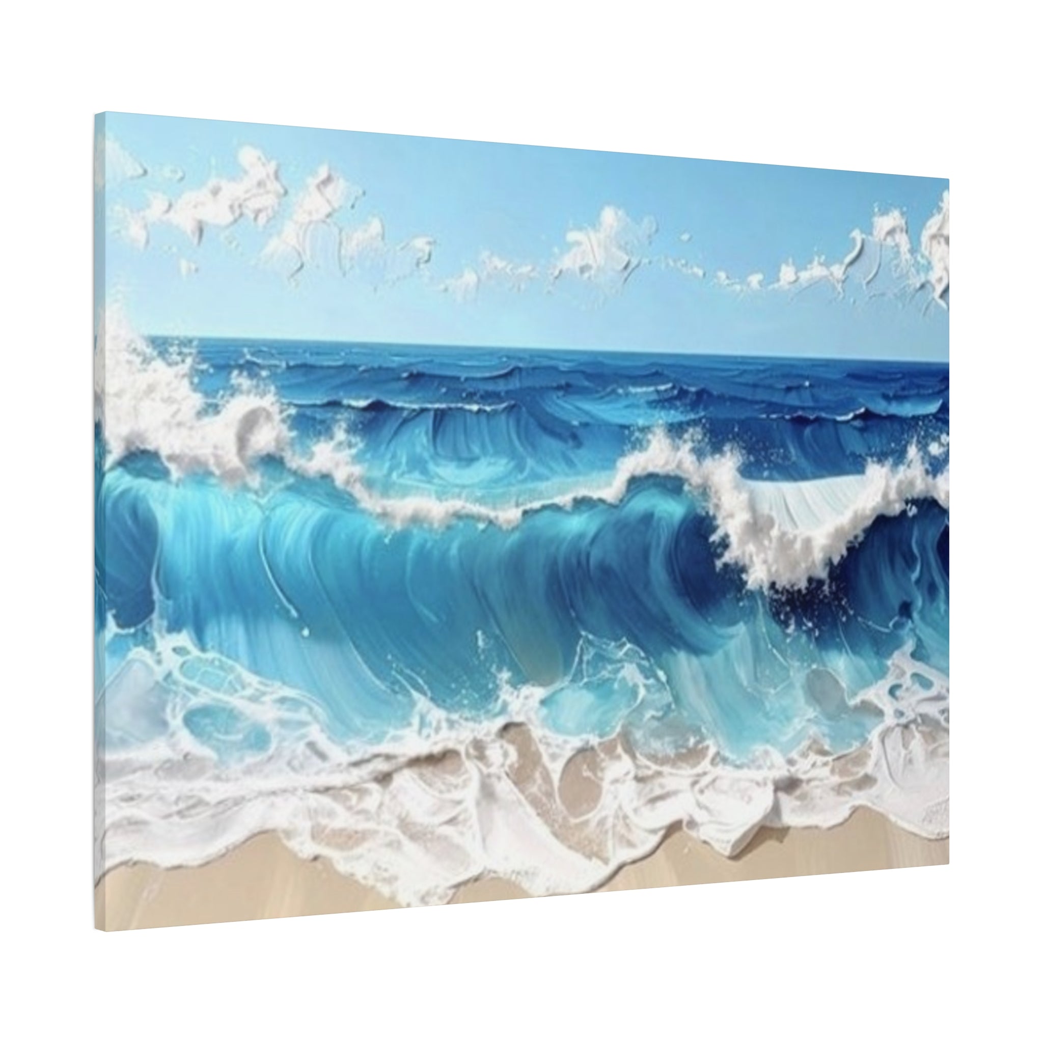 Ocean Waves Matte Canvas Wall Art — Blue Seascape Stretched Canvas