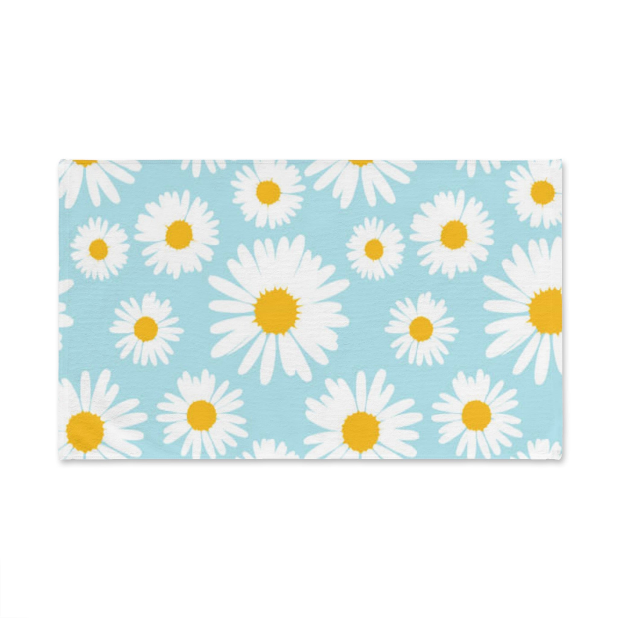 Daisy Print Hand Towel — Blue Floral Kitchen & Bath Accent