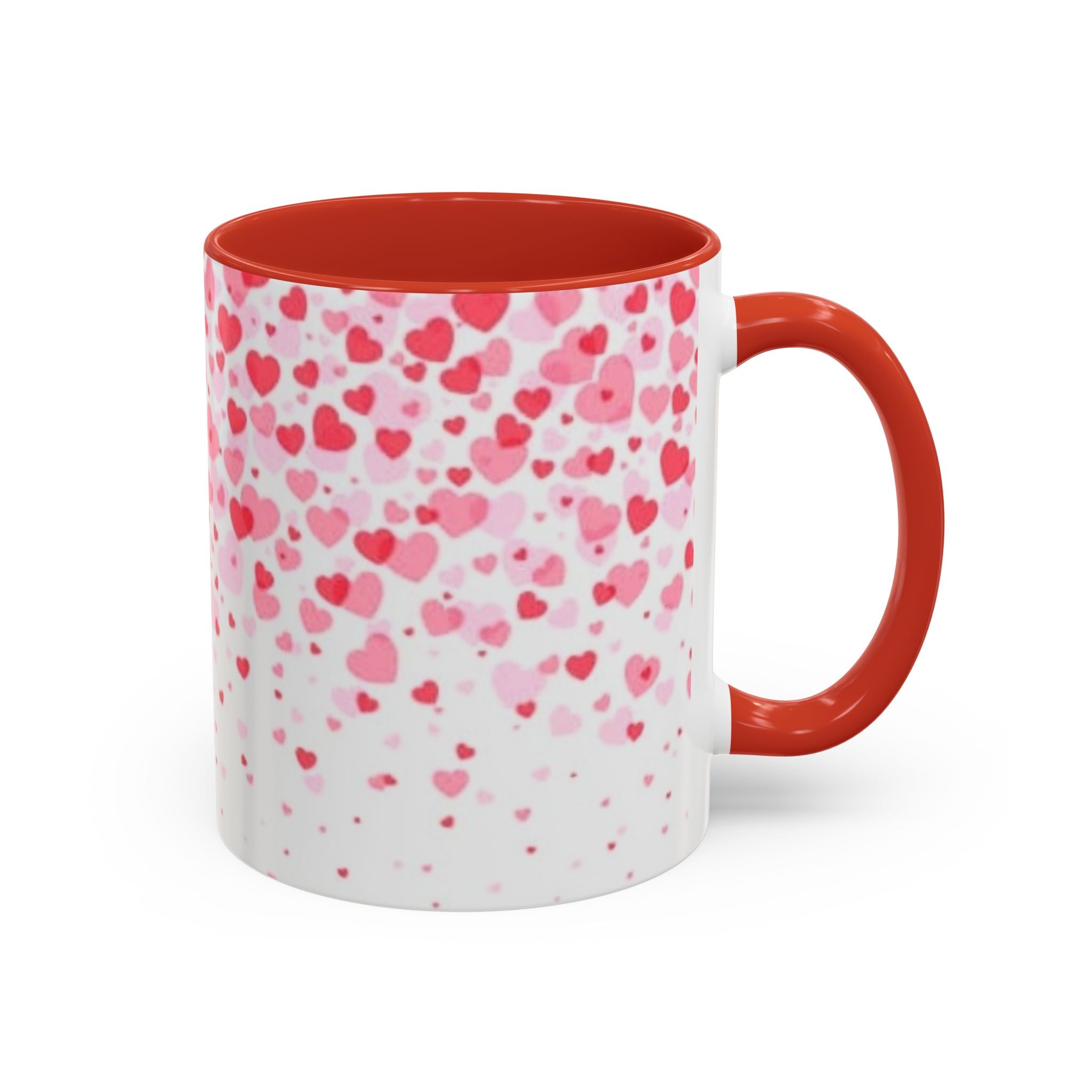Heart Confetti Accent Coffee Mug — Pink Valentine’s Day Gift (11/15oz)