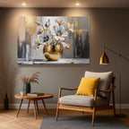 Magnolia Bloom in Gold Abstract Wall Art