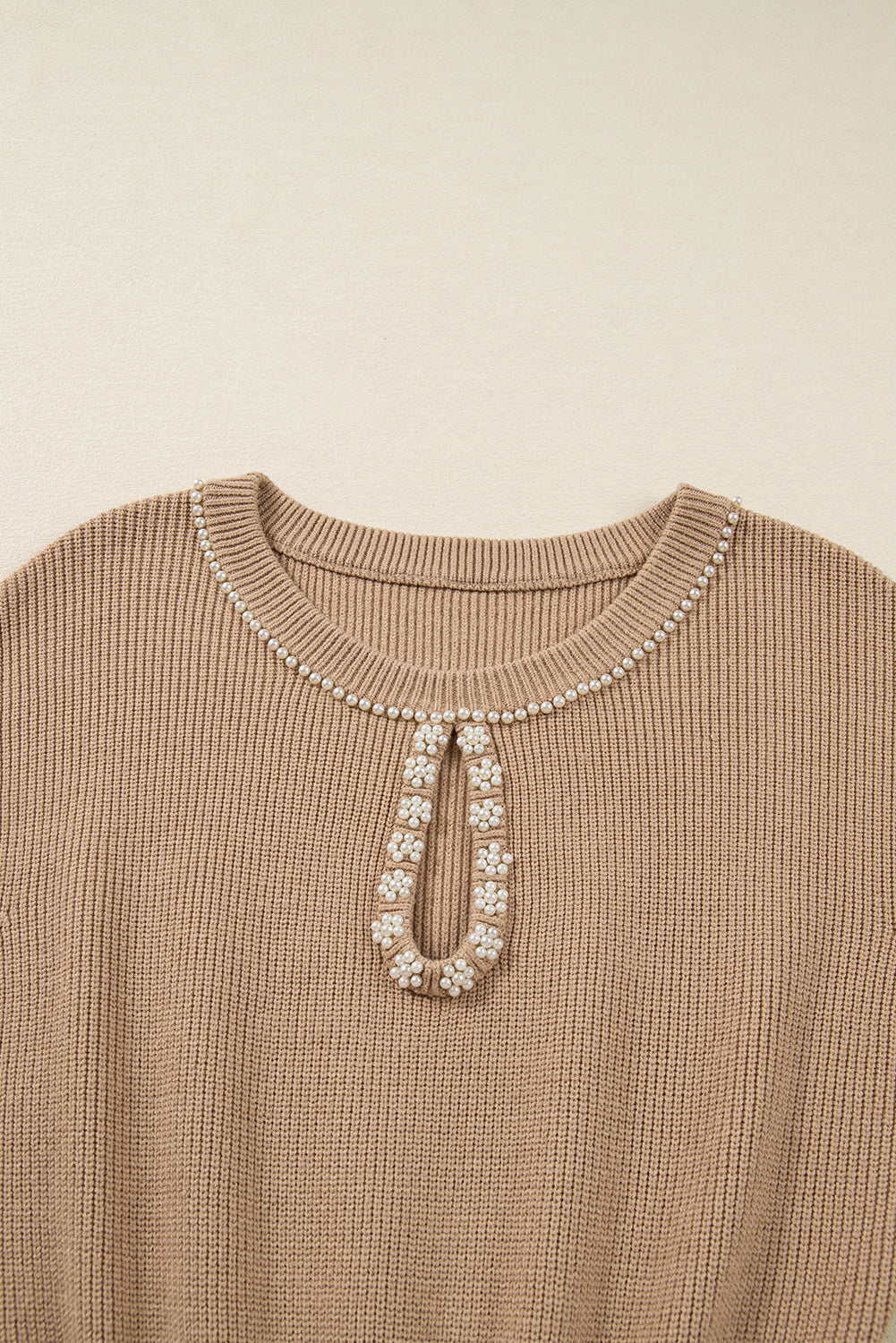 Embellished Keyhole Ribbed Sweater Dress