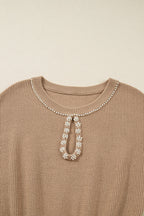 Embellished Keyhole Ribbed Sweater Dress