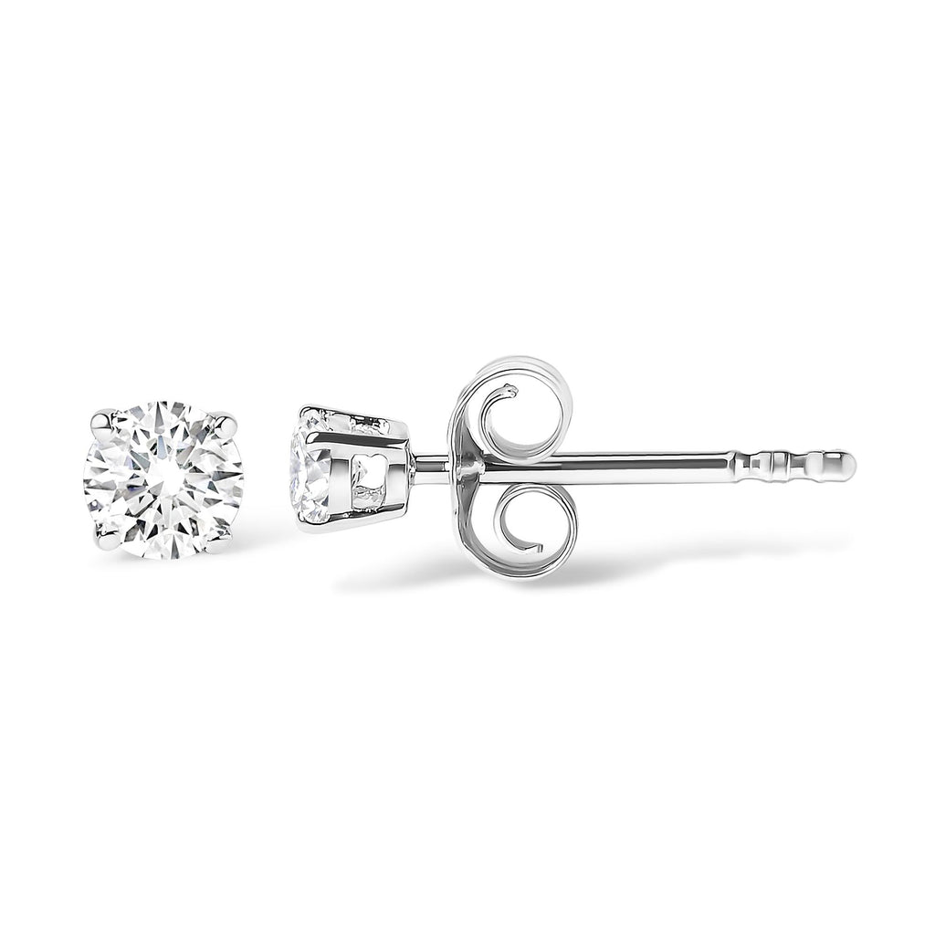 .925 Sterling Silver 1/2 Cttw Round Brilliant-Cut Lab Grown Diamond Classic 4-Prong Stud Earrings (F-G Color, VS1-VS2 Clarity)-2