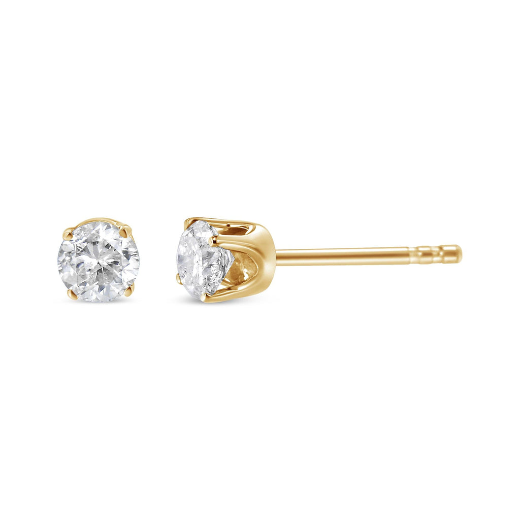 14K Yellow Gold 1/2 Cttw Round-Cut Diamond Solitaire Stud Earrings (O-P Color, SI2-I1 Clarity)-3