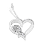 Sterling Silver Round Cut Diamond Heart Dangle Earrings (0.09 cttw, H-I Color, I1-I2 Clarity)-2