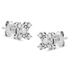 .925 Sterling Silver 1/4 Cttw Miracle Plate Set Round and Princess-Cut Diamond "X" Shaped Stud Earrings (I-J Color, I2-I3 Clarity)-2