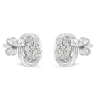 Sterling Silver Diamond Swirl Cluster Stud Earrings (1/6 cttw, I-J Color, I2-I3 Clarity)-2