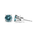 14K Gold 1/2 Cttw Aqua Blue Diamond Screw-Back 4-Prong Classic Stud Earrings (Color Treated, I2-I3)-4