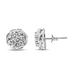 .925 Sterling Silver 1/2 Cttw Round Diamond Cluster Openwork Floral Halo Stud Earrings (I1-I2 Clarity, I-J Color)-2