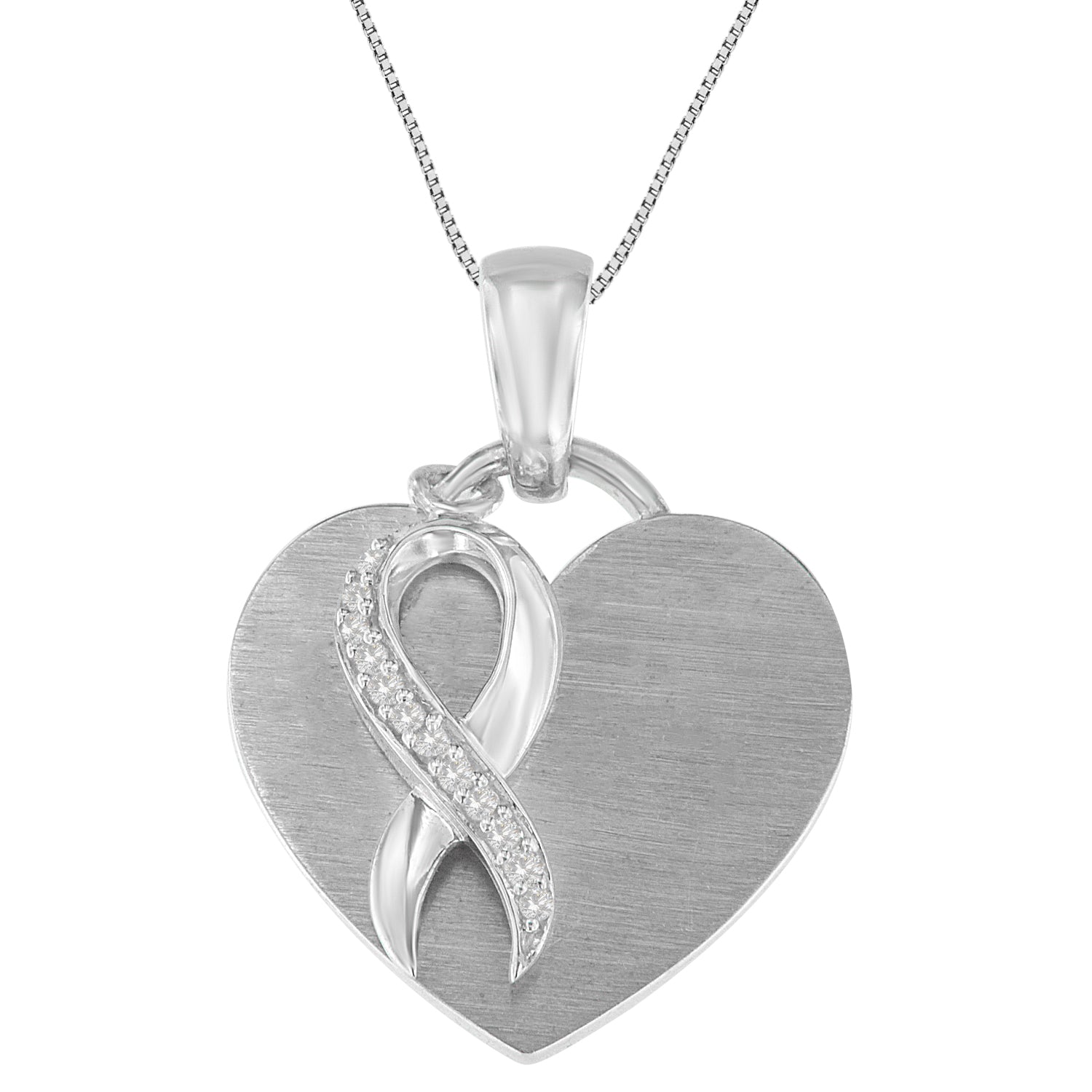 .925 Sterling Silver 1/10 cttw Diamond Heart Pendant Necklace (H-I, I1-I2)-2