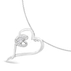 .925 Sterling Silver 1/10 cttw Diamond Heart Pendant Necklace (H-I, I1-I2)-2