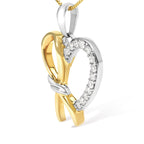 10K Yellow Gold Plated .925 Sterling Silver 1/5 Cttw Diamond Ribbon Heart Pendant Necklace (H-I Color, I2-I3 Clarity) - 18"-2