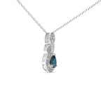 .925 Sterling Silver 6x4mm Pear Sapphire and Diamond Accent Infinity Drop 18" Pendant Necklace (H-I Color, SI1-SI2 Clarity)-2