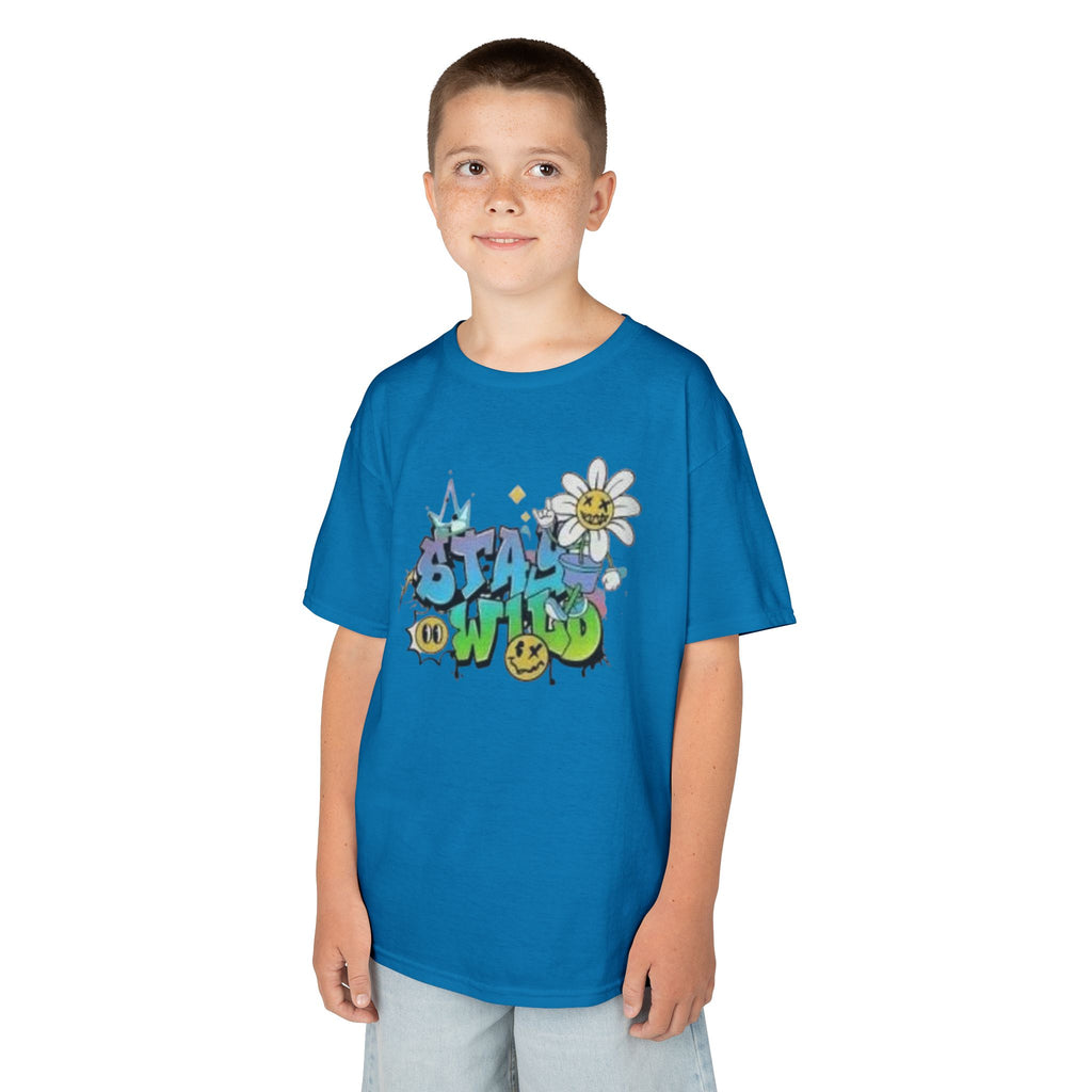 Kids Tee — "Stay Wild" Graffiti Daisy Graphic