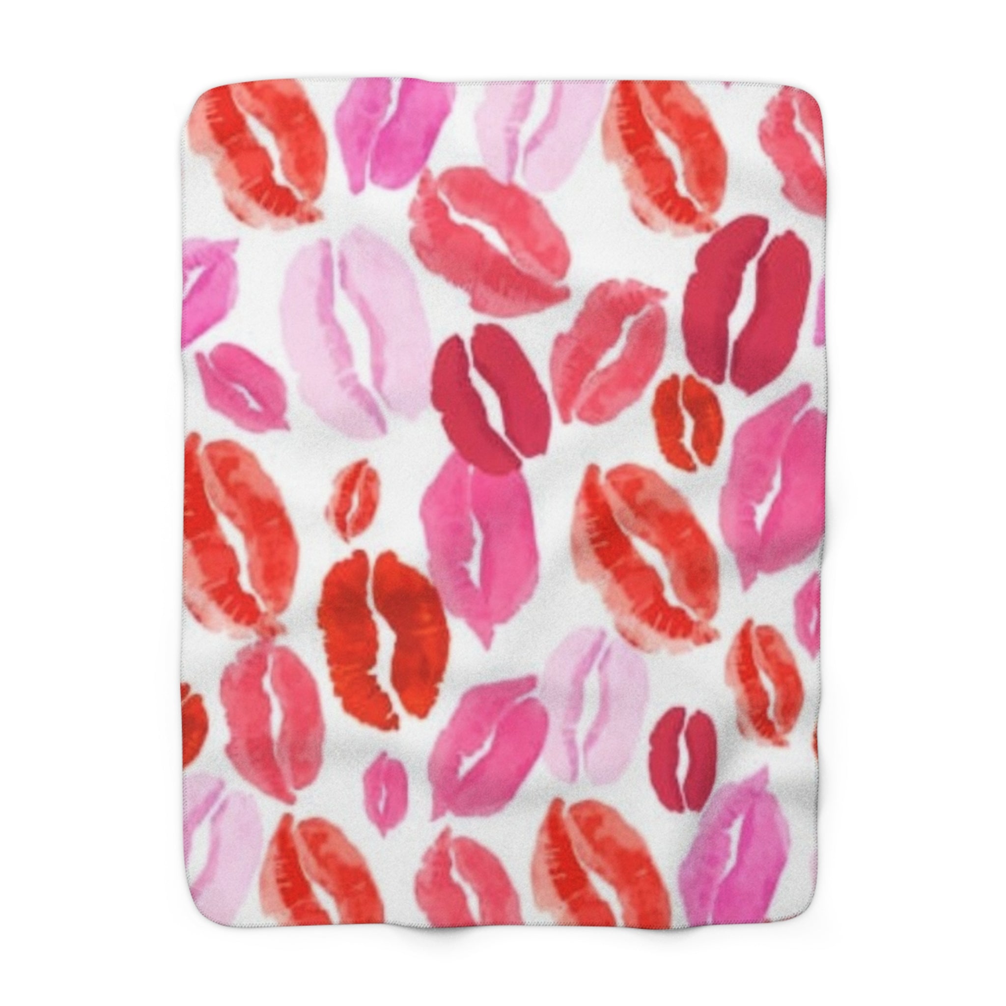 Lip Print Sherpa Blanket — Cozy Valentine’s Kiss Fleece Throw
