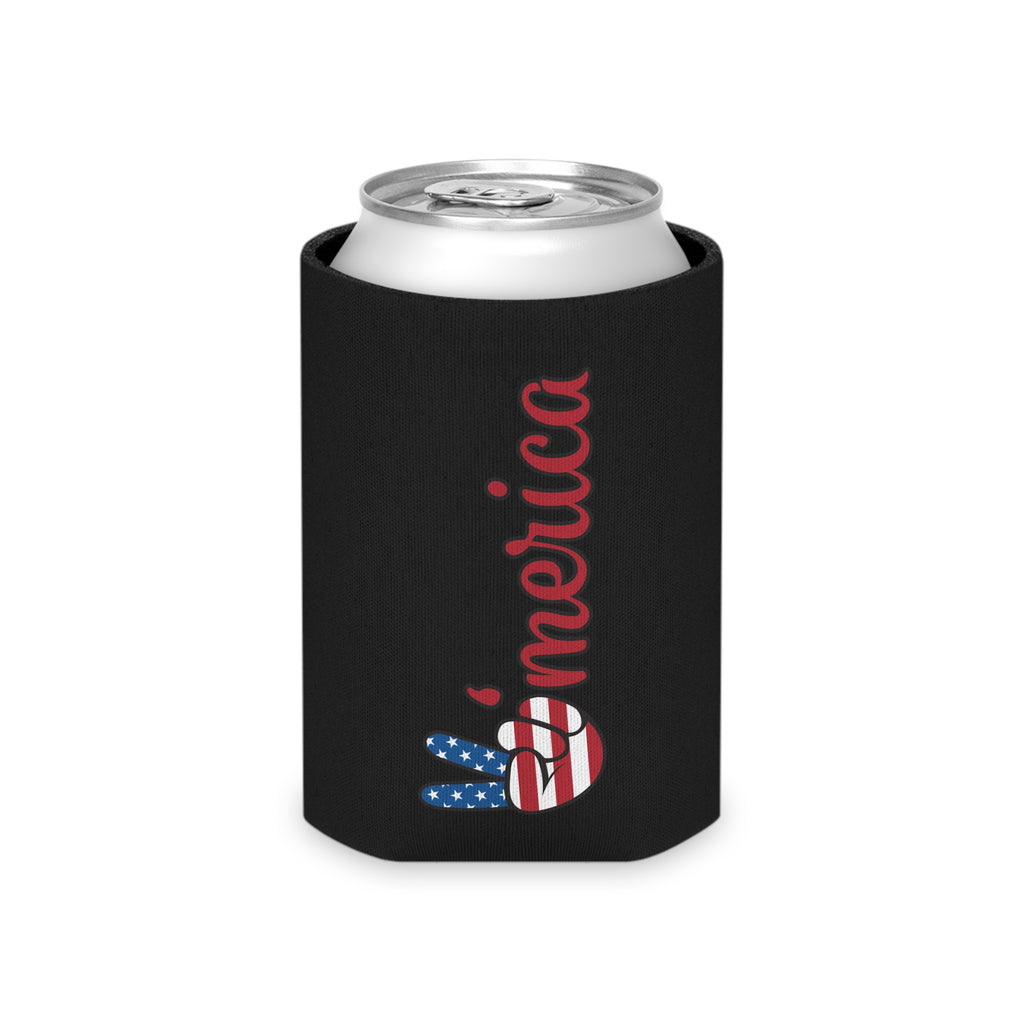 Can Cooler - 'Merica Peace Sign Patriotic Beer Koozie for 4th of July