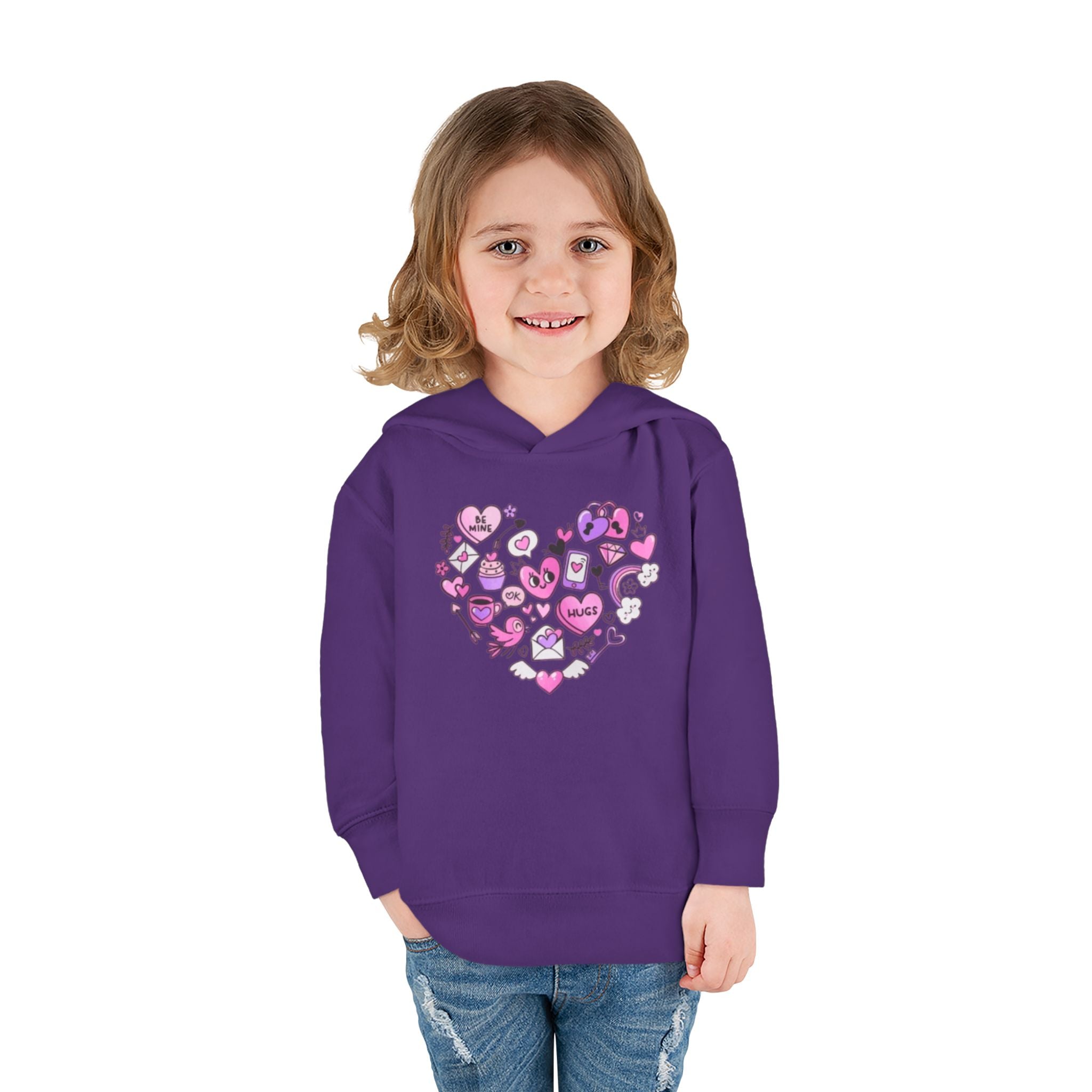 Toddler Heart Doodle Hoodie – Pink Love Icons Pullover