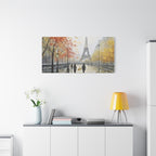 Paris Eiffel Tower Autumn Street Matte Canvas Wall Art, Stretched 1.25"