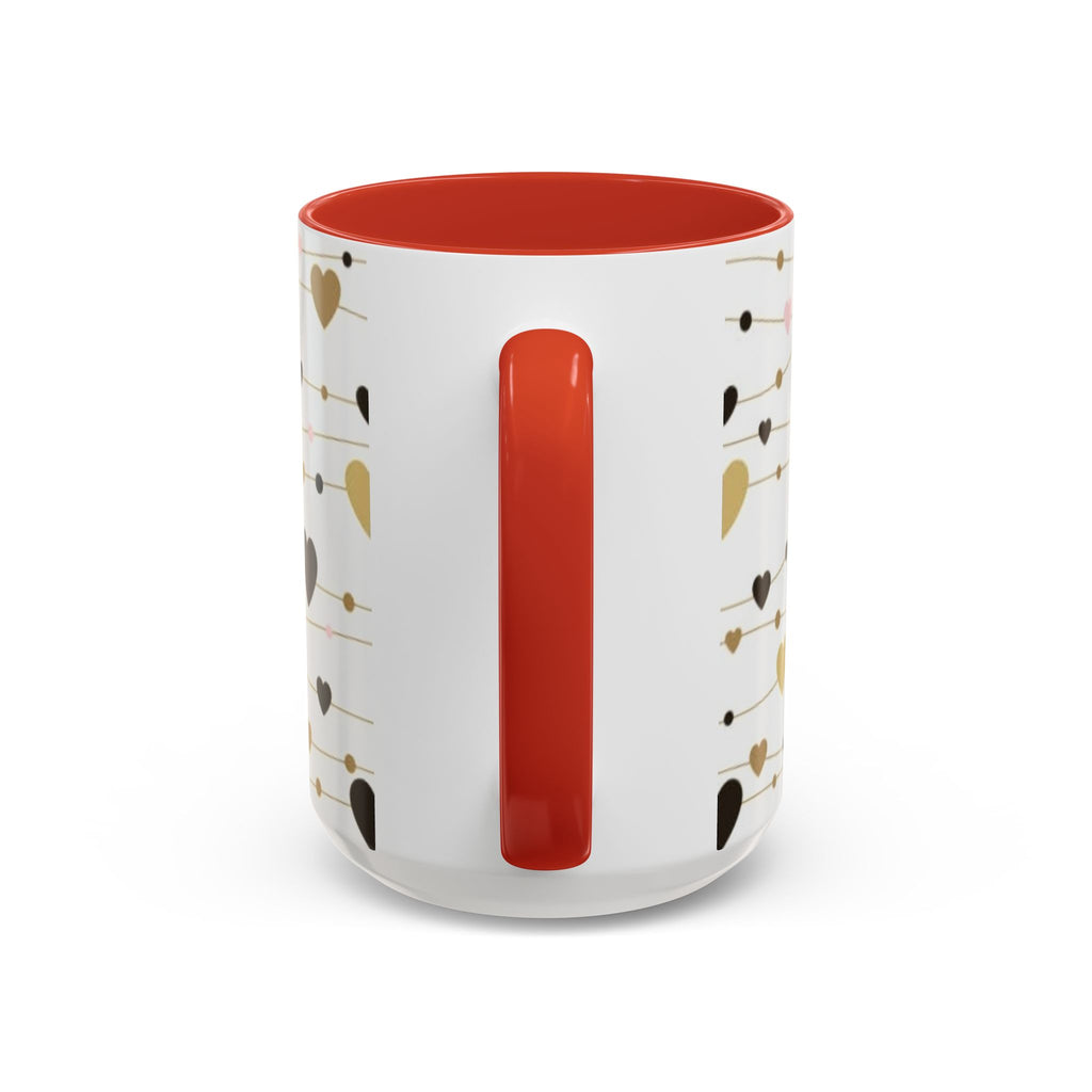 Heart Garland Accent Coffee Mug — Pink & Gold Valentine Ceramic