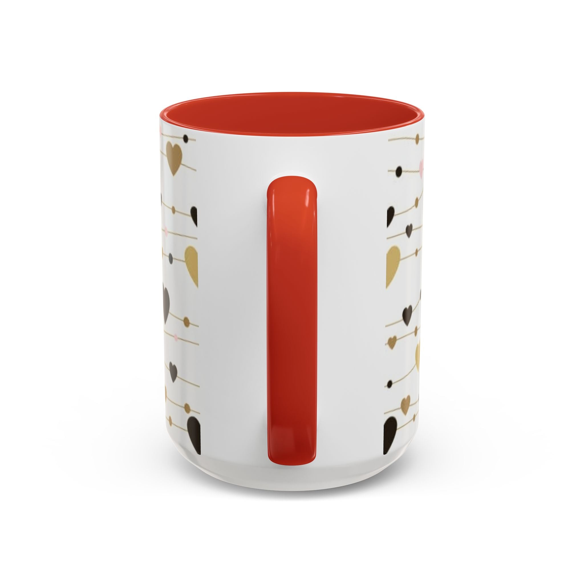 Heart Garland Accent Coffee Mug — Pink & Gold Valentine Ceramic