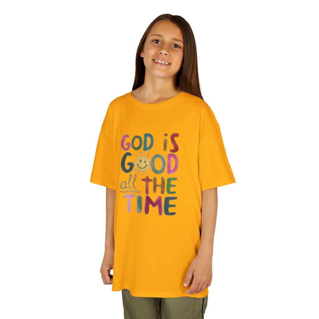 Kids Tee — "God Is Good All The Time" Colorful Faith Graphic