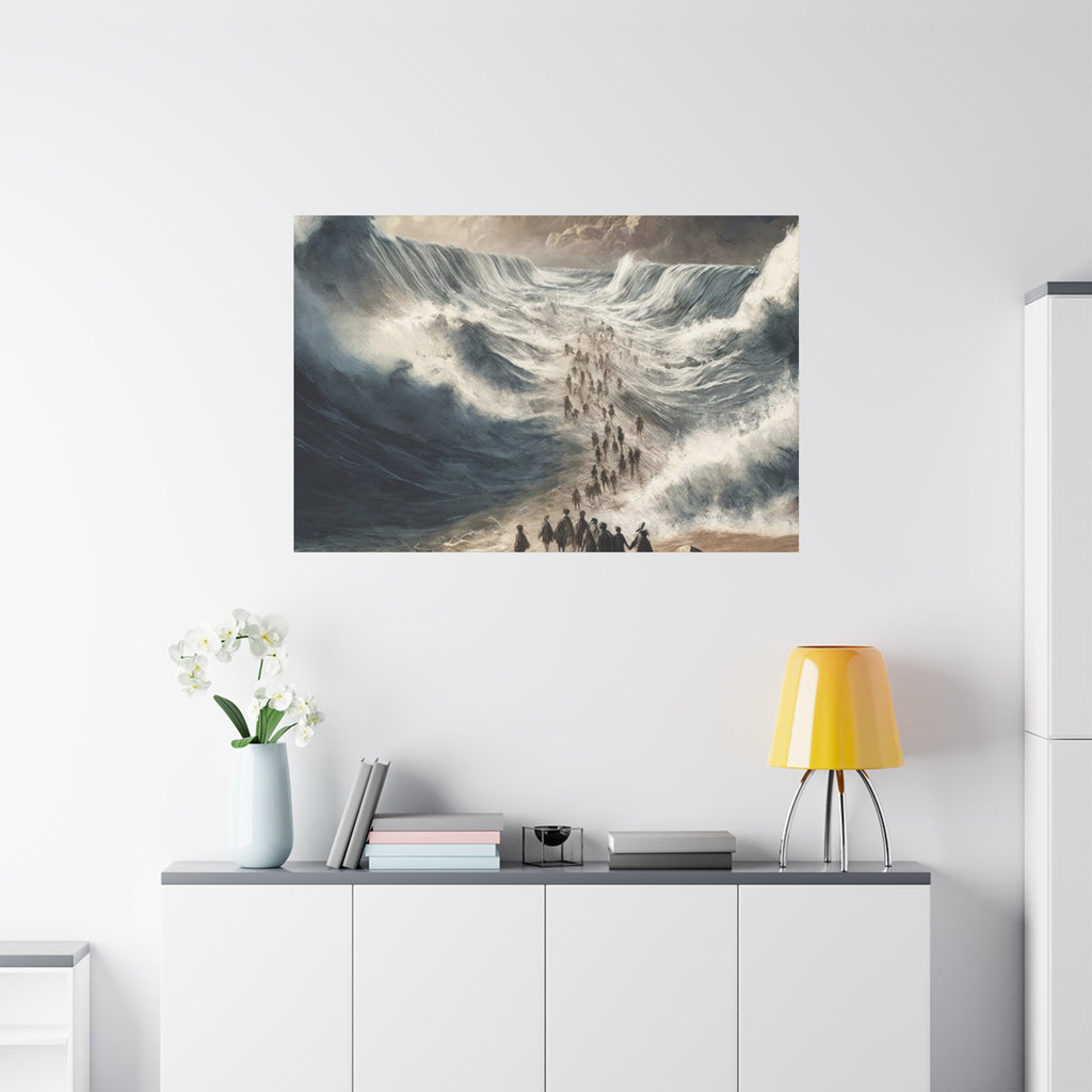 Biblical Exodus Wall Canvas — Parting of the Red Sea Matte Stretched Canvas