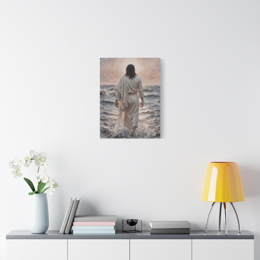 Jesus Walking on Water Matte Canvas Print