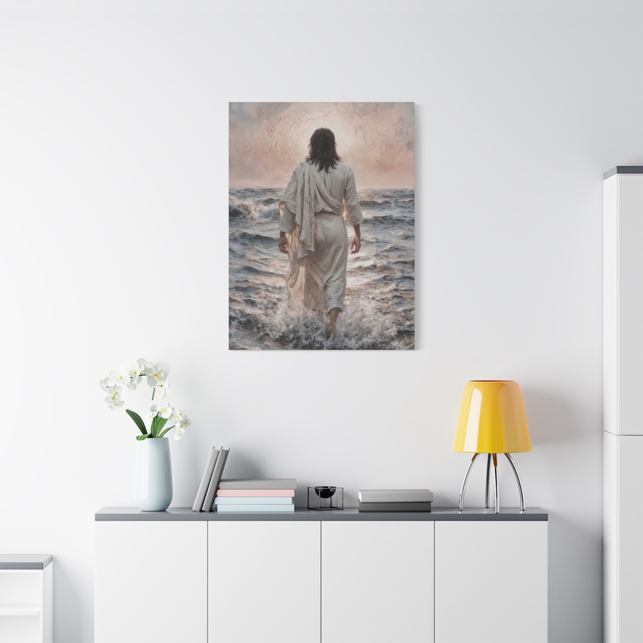 Jesus Walking on Water Matte Canvas Print