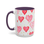 Pink Watercolor Hearts Accent Coffee Mug — Romantic Valentine’s Day Gift