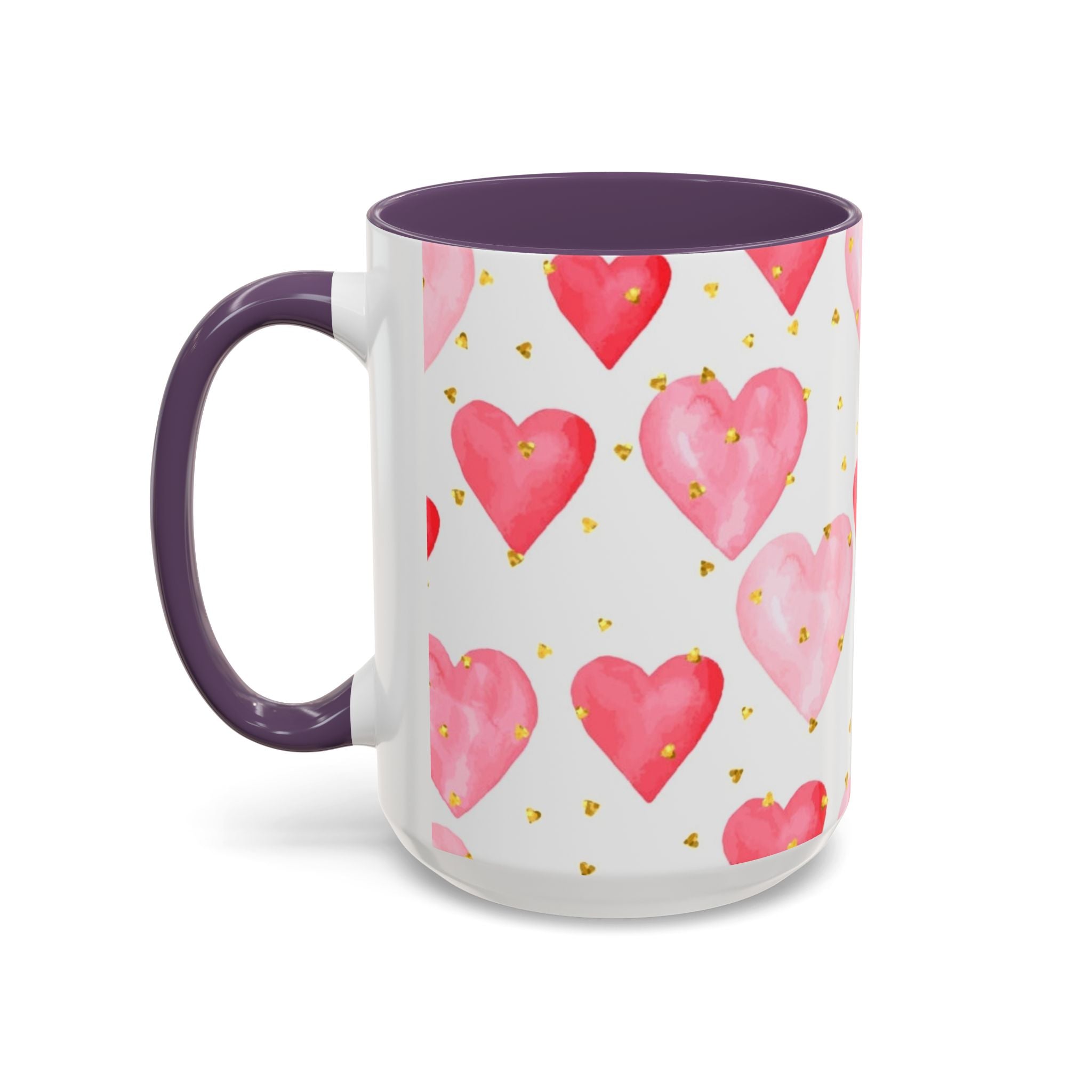 Pink Watercolor Hearts Accent Coffee Mug — Romantic Valentine’s Day Gift