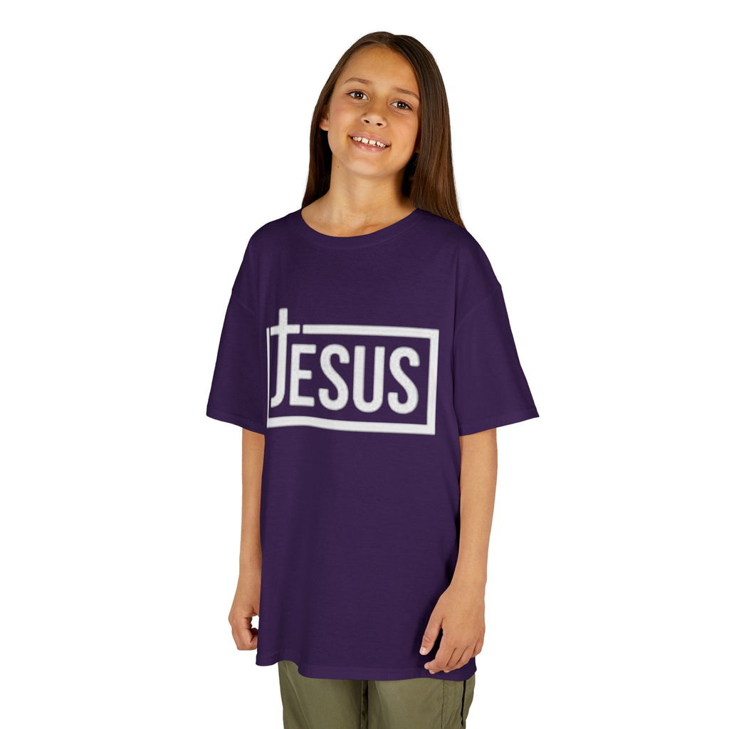 Kids Jesus T‑Shirt — Bold Cross Logo Christian Tee for Boys & Girls