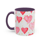 Pink Watercolor Hearts Accent Coffee Mug — Romantic Valentine’s Day Gift