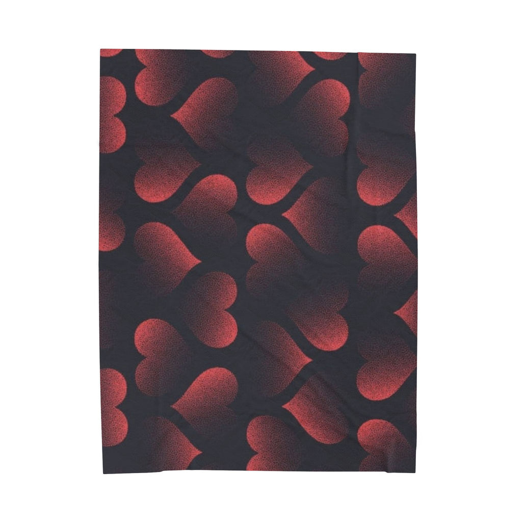 Red Heart Pattern Velveteen Plush Blanket — Cozy Romantic Throw for Valentine’s Day