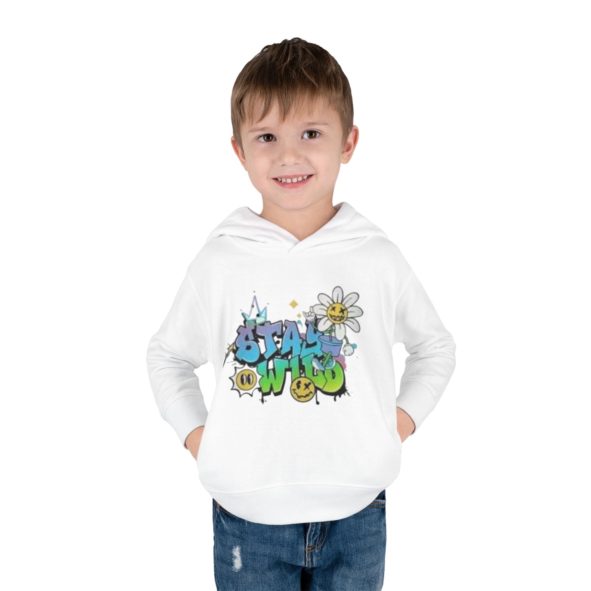 Toddler Hoodie — 'Stay Wild' Graffiti Daisy Pullover