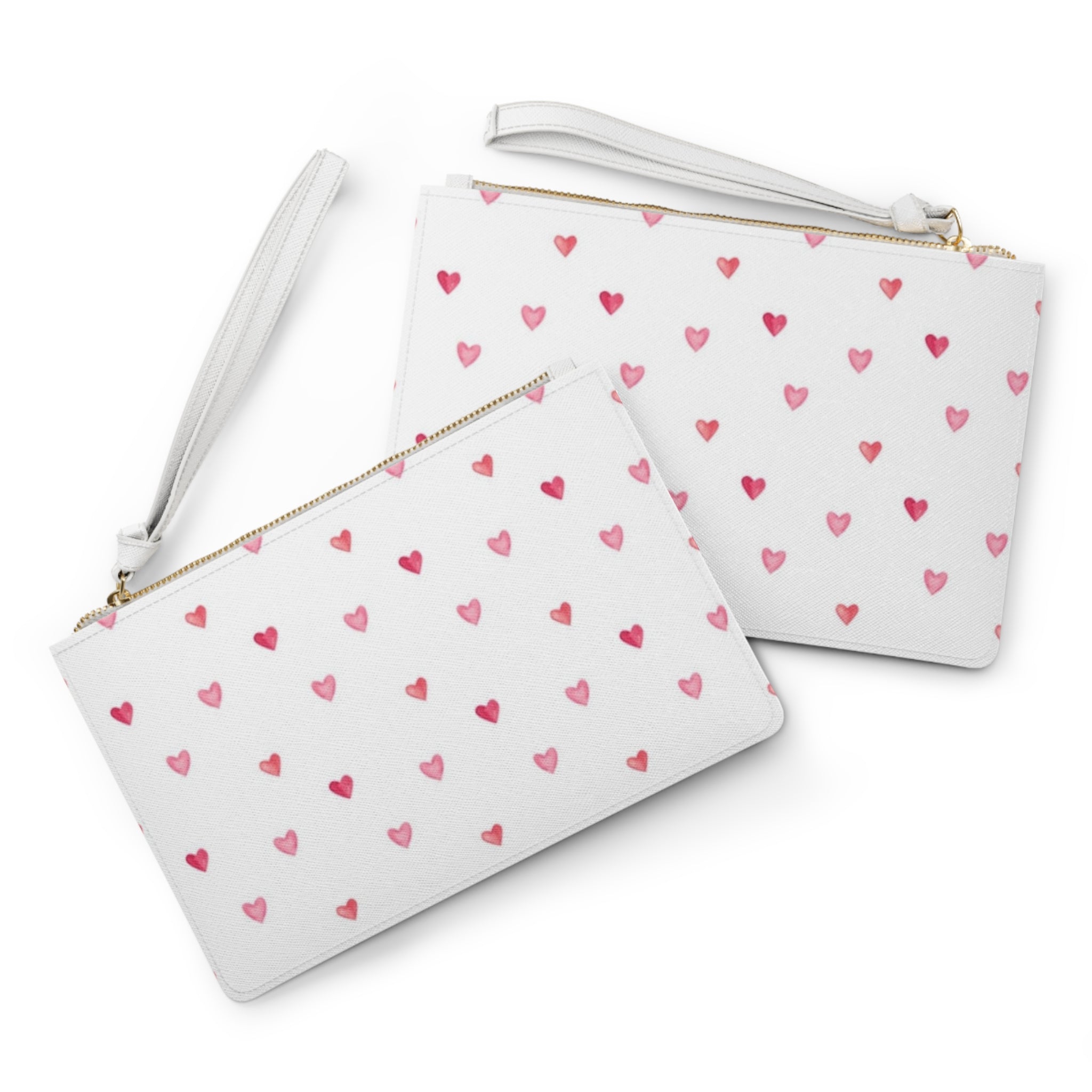 Pink Watercolor Heart Clutch — Cute Valentine Wristlet Bag
