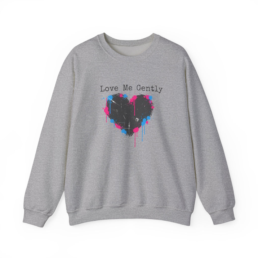 Love Me Gently Grunge Heart Sweatshirt | punk heart design, distressed love