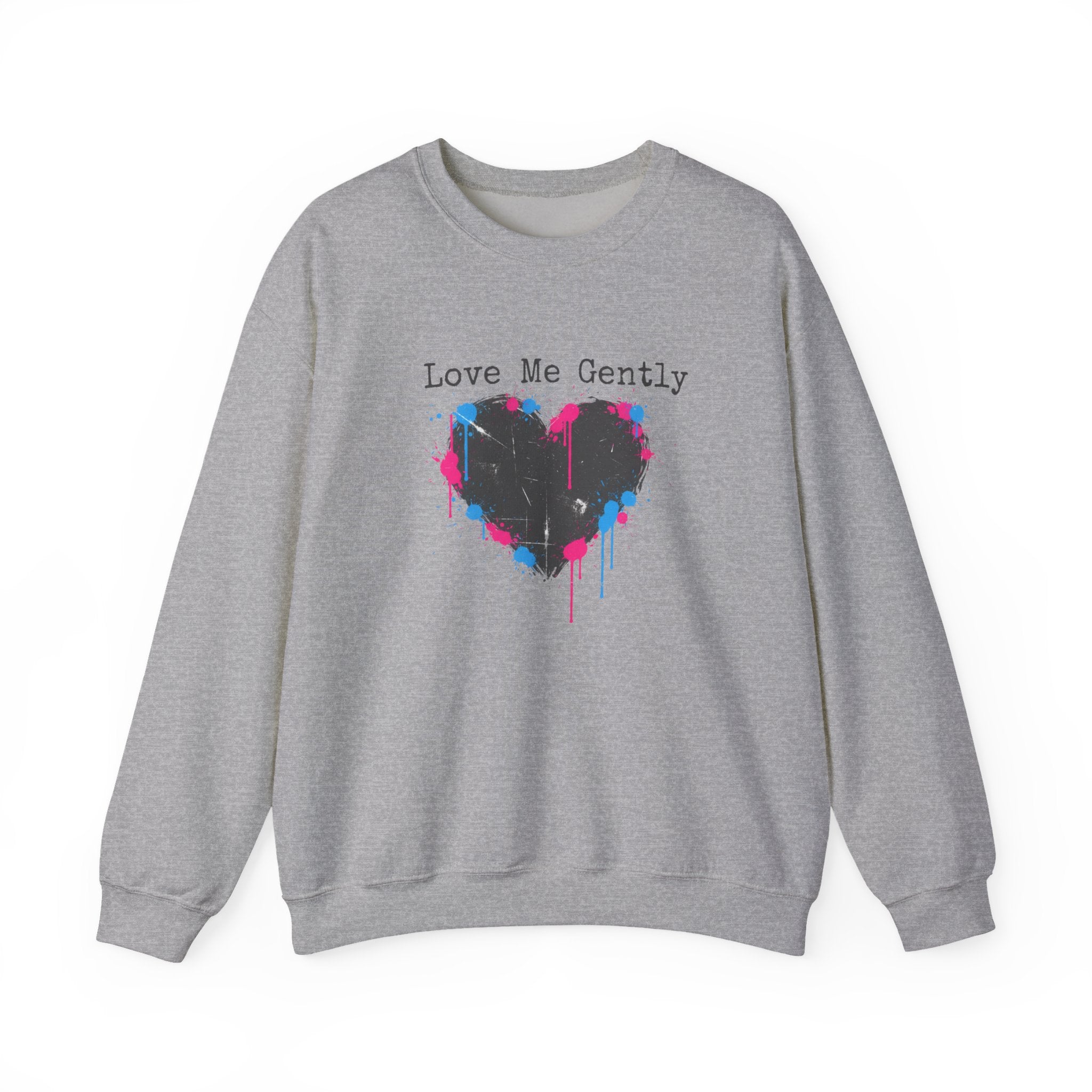 Love Me Gently Grunge Heart Sweatshirt | punk heart design, distressed love
