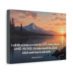 Psalm 121 Canvas Wall Art — "I Will Lift Up Mine Eyes unto the Hills" Inspirational Landscape