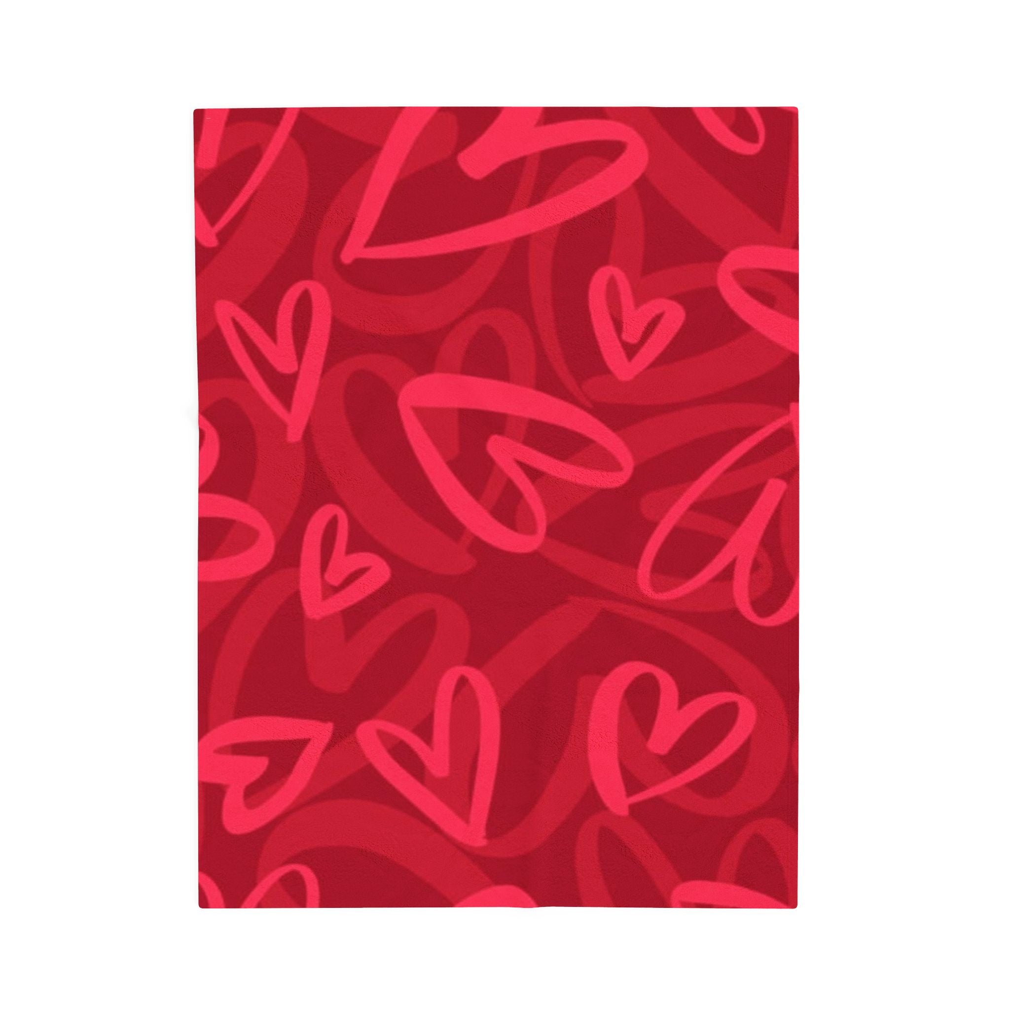 Plush Blanket — Red Heart Doodle Velveteen Throw (Valentine’s Day Gift)
