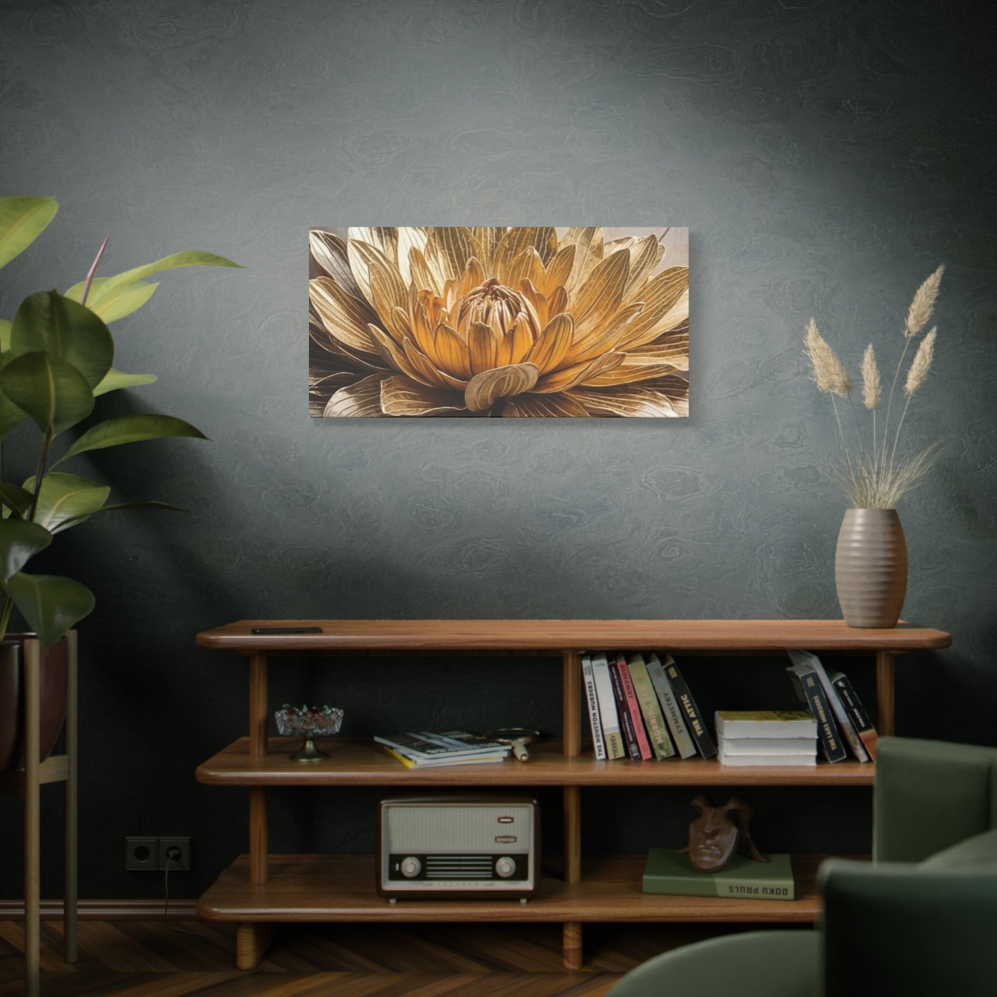 Golden Dahlia Matte Canvas Wall Art — Stretched 1.25"