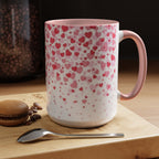 Heart Confetti Accent Coffee Mug — Pink Valentine’s Day Gift (11/15oz)