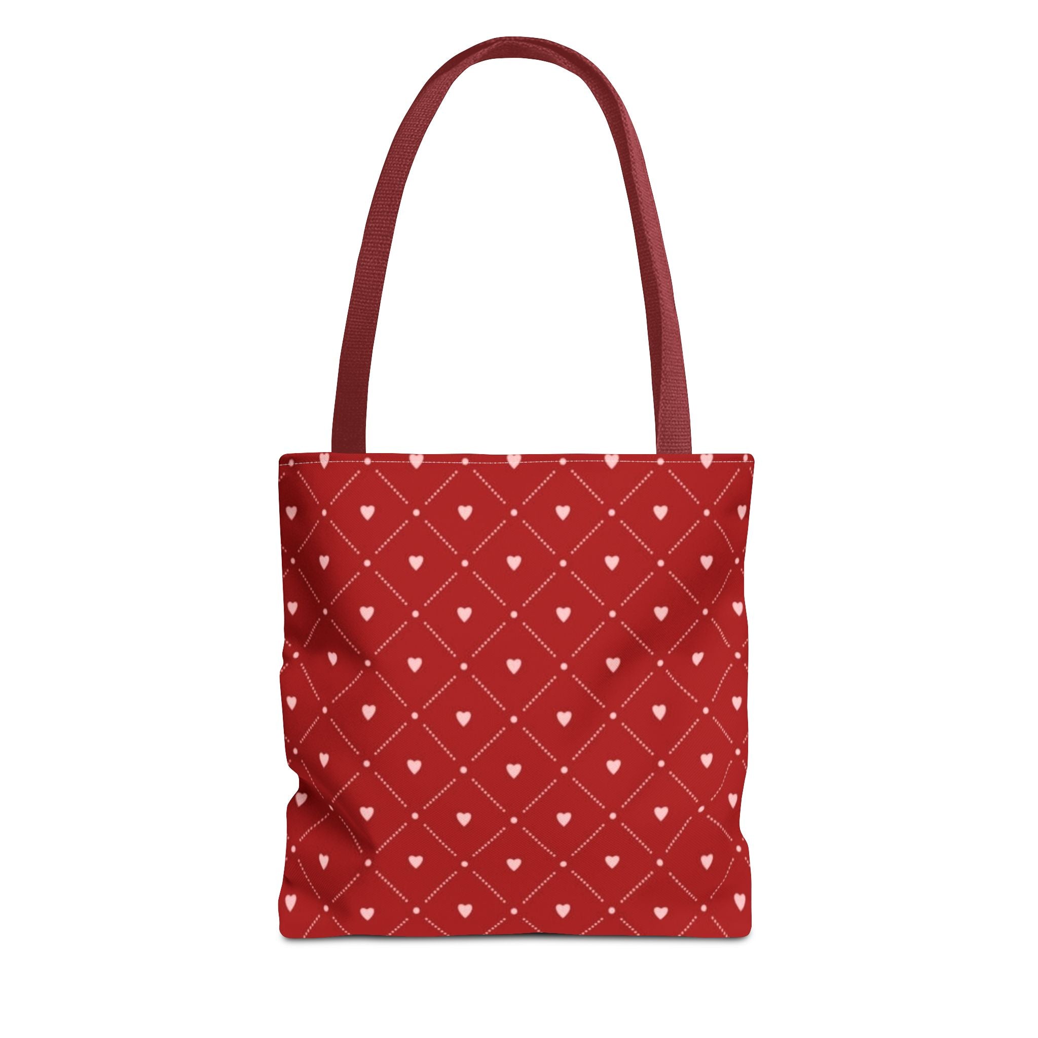 Valentine Red Diamond Heart Tote Bag — All-Over Print Canvas Shopper
