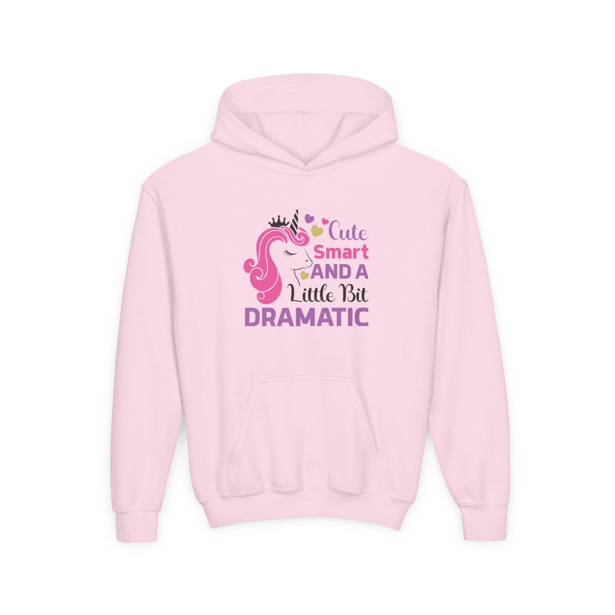 Youth Hoodie - "Cute Smart and a Little Bit Dramatic" Unicorn Pullover