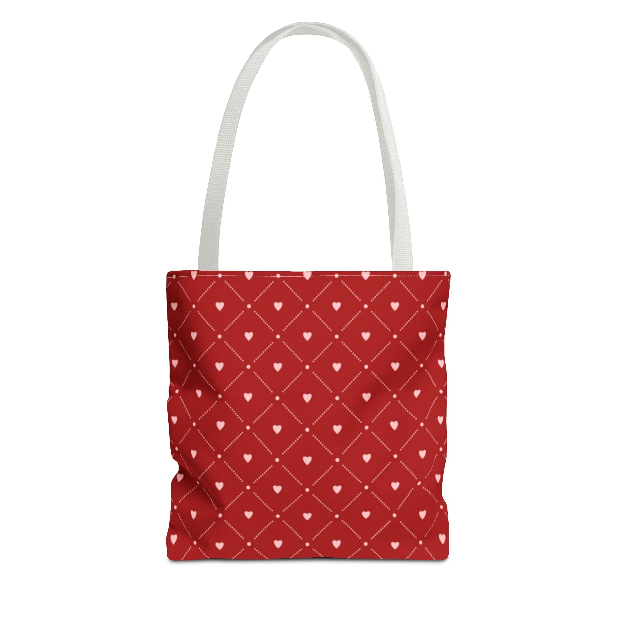 Valentine Red Diamond Heart Tote Bag — All-Over Print Canvas Shopper