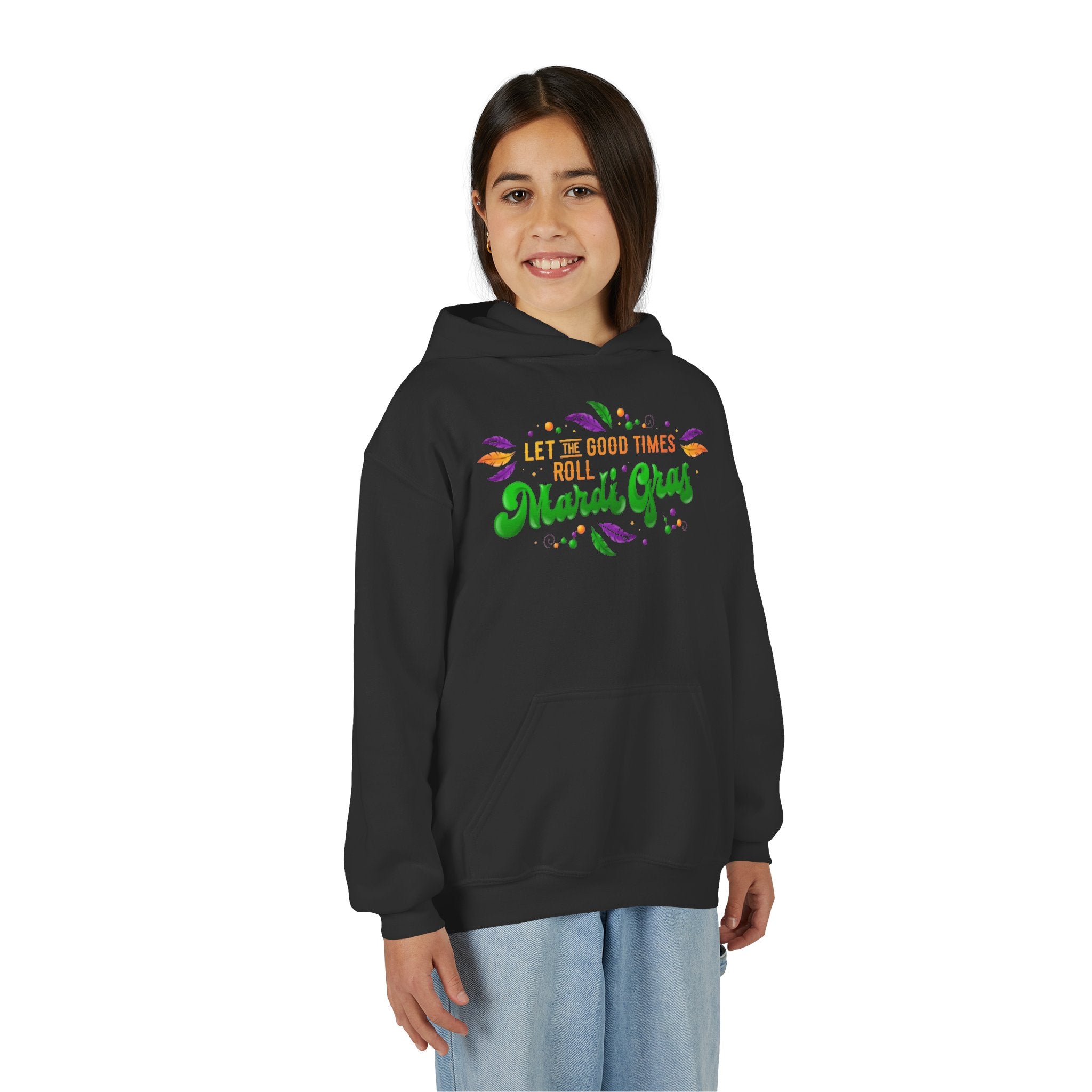 Mardi Gras Youth Hoodie - "Let the Good Times Roll" Celebration Pullover